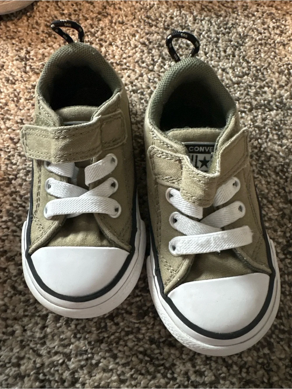 Converse Kids Olive Green Canvas Low-Top Sneakers